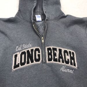 VTG Cal State ALUMNI Long Beach Hoodie Mens XS Gray 1/2 Zip 90s Y2K Russell RARE